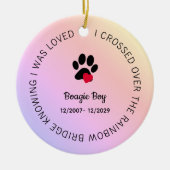 Rainbow Bridge Paw Print Personalized Pet Memorial Keramisch Ornament (Voorkant)