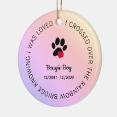 Rainbow Bridge Paw Print Personalized Pet Memorial Keramisch Ornament (Links)
