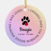 Rainbow Bridge Paw Print Personalized Pet Memorial Keramisch Ornament (Voorkant)