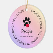 Rainbow Bridge Paw Print Personalized Pet Memorial Keramisch Ornament (Links)