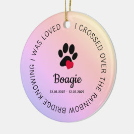 Rainbow Bridge Paw Print Personalized Pet Memorial Keramisch Ornament