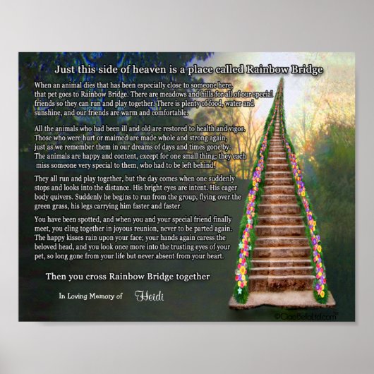 Rainbow Bridge Pet Loss Personalized Wall Print (Voorkant)