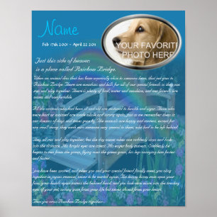 Rainbow Bridge Pet Memorial - Blue Poster