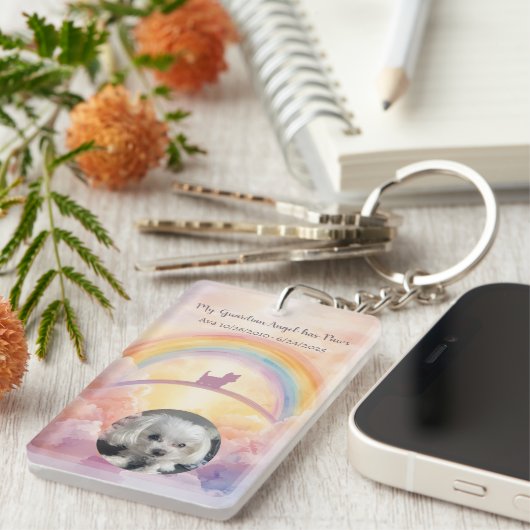 Rainbow Bridge Pet Memorial Keychain – Small Dog (Voorkant Rechts)
