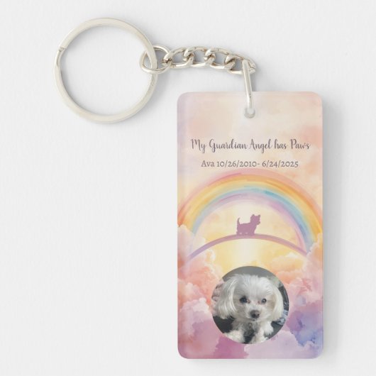 Rainbow Bridge Pet Memorial Keychain – Small Dog (Voorkant)