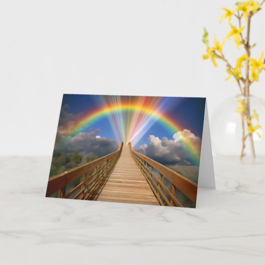 Rainbow Bridge Pet Memorial Loss Cat Dog Kaart (Gele Bloem)