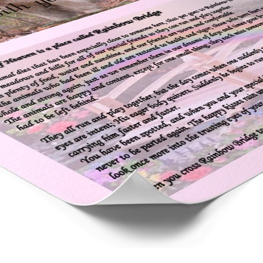 Rainbow Bridge Pet Memorial Pink Poster (Hoek)