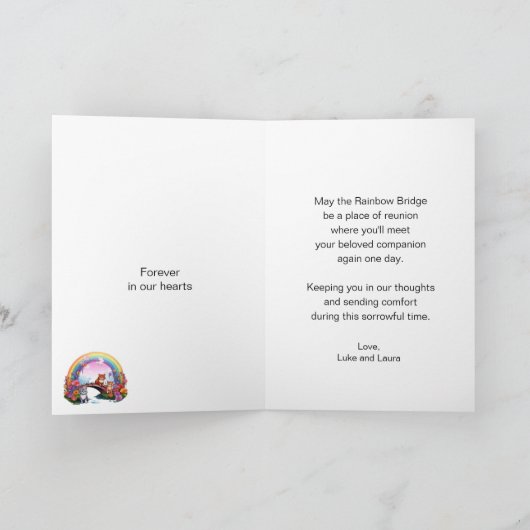 Rainbow Bridge Pet Sympathie Sentiment Kaart (Binnen)