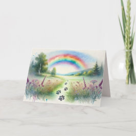 Rainbow Bridge Pet Sympathy Watercolor Card Kaart
