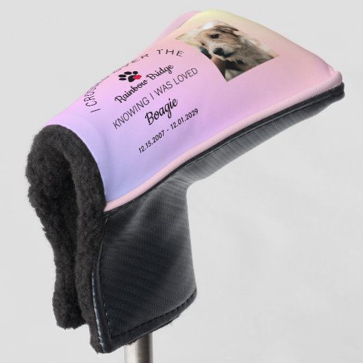 Rainbow Bridge Photo Pet Loss Memorial Putter Golfheadcover (3/4 voorkant)