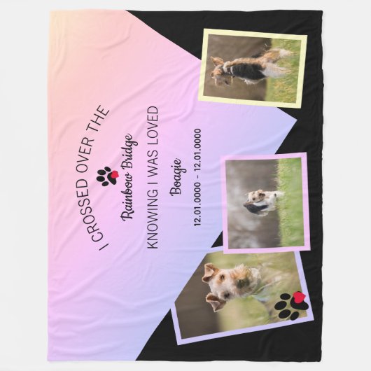 Rainbow Bridge Photo Pet Memorial Fleece Deken (Voorkant)