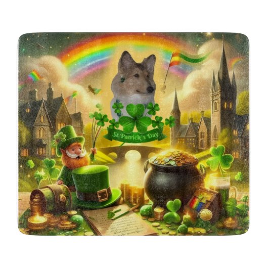 Rainbow Bridge Sable Collie op St. Patrick's Day Snijplank (Voorkant)