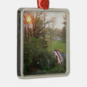 Rainbow Bridge Sunset at Grove City College Metalen Ornament (Rechts)