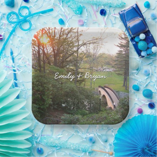 Rainbow Bridge Sunset at Grove City College Papieren Bordje (Feest)