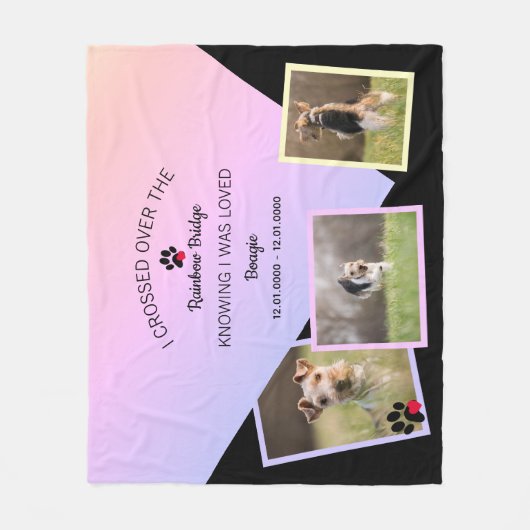 Rainbow Bridge Vold Over Pet Name Foto Fleece Deken (Voorkant)
