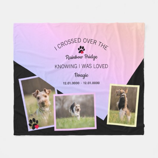 Rainbow Bridge Vold Over Pet Name Foto Fleece Deken (Voorkant (Horizontaal))