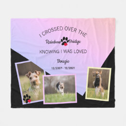 Rainbow Bridge Vold Over Pet Name Foto Fleece Deken