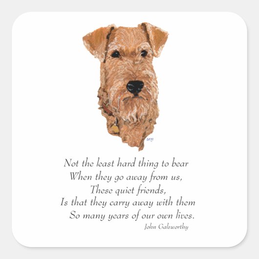 Rainbow Bridge voor Ierse Terrier Vierkante Sticker (Voorkant)