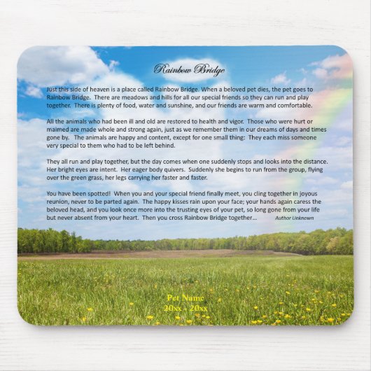 Rainbow Bridge Vrouw Dog Sympathie Muismat (Voorkant)