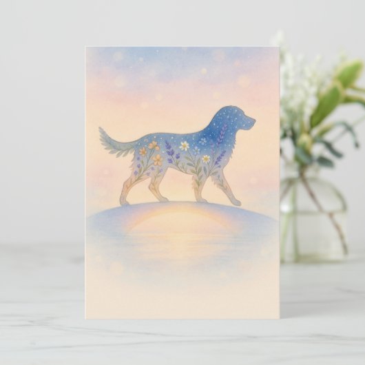 Rainbow Bridge Wildflower Pet Silhouette Feestdagenkaart (Staand voorkant)