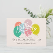 Rainbow Bright Balloons Birthday Party Blush Pink Kaart (Staand voorkant)