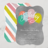 Rainbow Bright Balloons Birthday Party Grey Kaart (Voorkant / Achterkant)