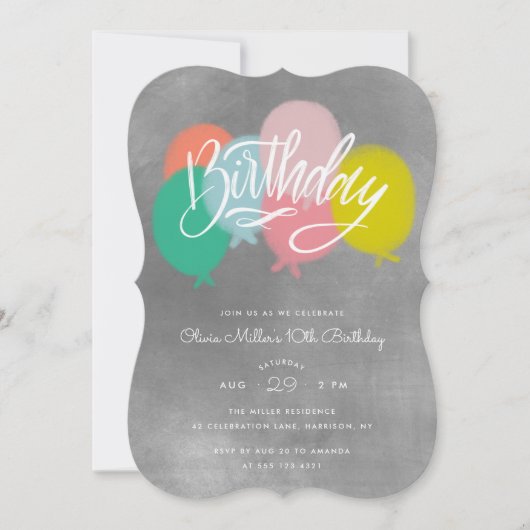 Rainbow Bright Balloons Birthday Party Grey Kaart (Voorkant)