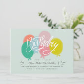 Rainbow Bright Balloons Birthday Party Mint Kaart (Staand voorkant)