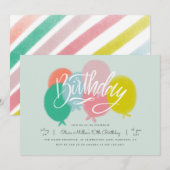 Rainbow Bright Balloons Birthday Party Mint Kaart (Voorkant / Achterkant)