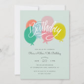 Rainbow Bright Balloons Birthday Party Mint Kaart (Voorkant)