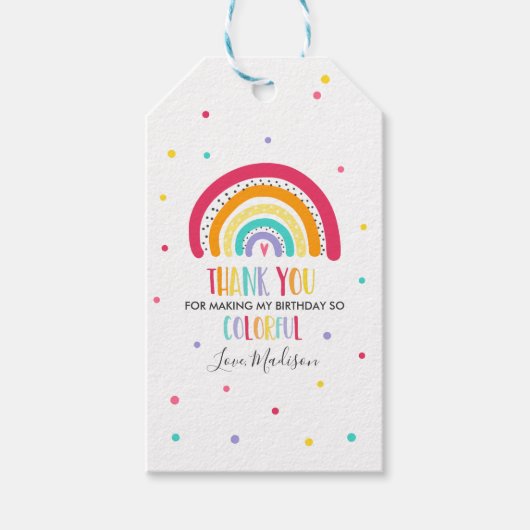 Rainbow Bright Birthday Party Cadeaulabel (Voorkant)