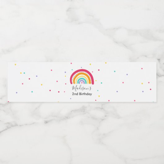 Rainbow Bright Birthday Party Waterfles Etiket (Enkel label)