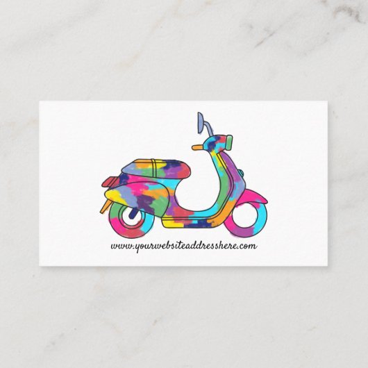 Rainbow Bright Colours Scooter Bromfiets Verhuur R Visitekaartje (Achterkant)