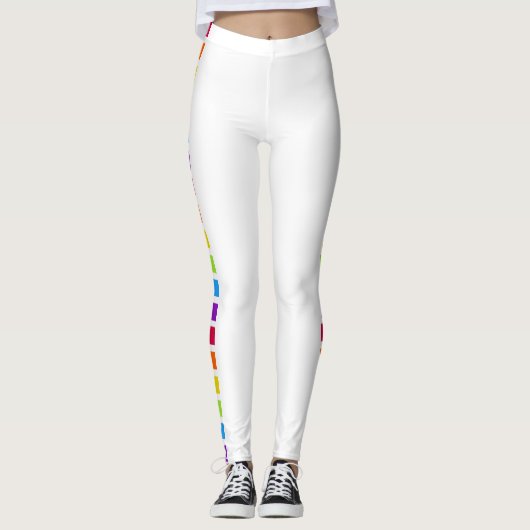 Rainbow Bright kleurrijk wit Leggings (Voorkant)