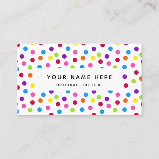Rainbow Bright Polka Dots Confetti Pattern Busines Visitekaartje (Voorkant)