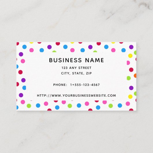 Rainbow Bright Polka Dots Confetti Pattern Visitekaartje (Achterkant)