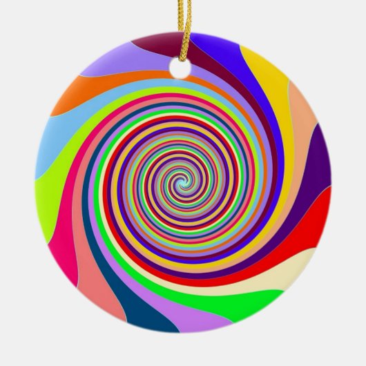 Rainbow bright psychedelic pop art snoep swirl keramisch ornament (Voorkant)