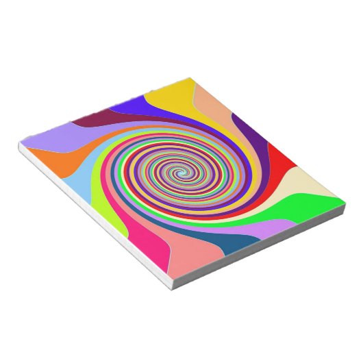 Rainbow bright psychedelic pop art snoep swirl notitieblok (Schuin)