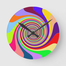 Rainbow bright psychedelic pop art snoep swirl ronde klok