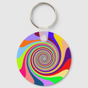 Rainbow bright psychedelic pop art snoep swirl sleutelhanger