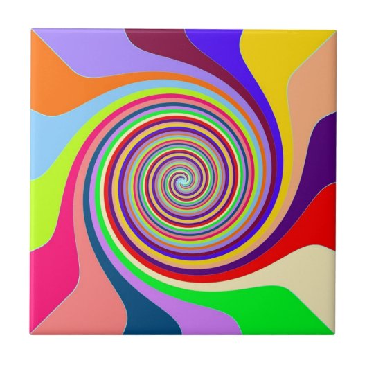 Rainbow bright psychedelic pop art snoep swirl tegeltje (Voorkant)