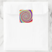 Rainbow bright psychedelic pop art snoep swirl vierkante sticker (Tas)
