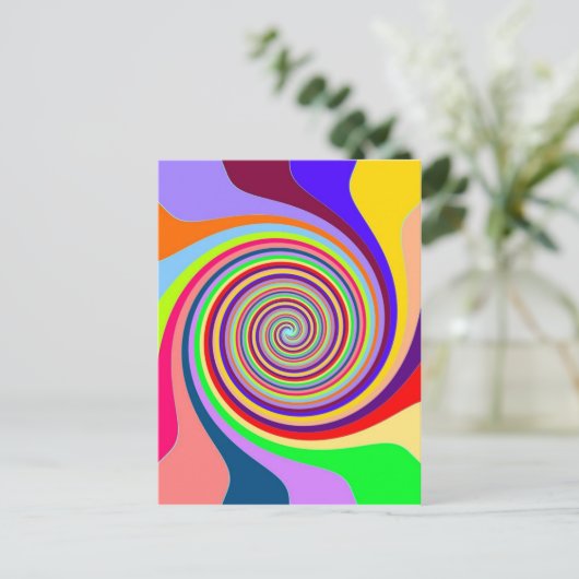 Rainbow bright psychedelic swirl briefkaart (Staand voorkant)