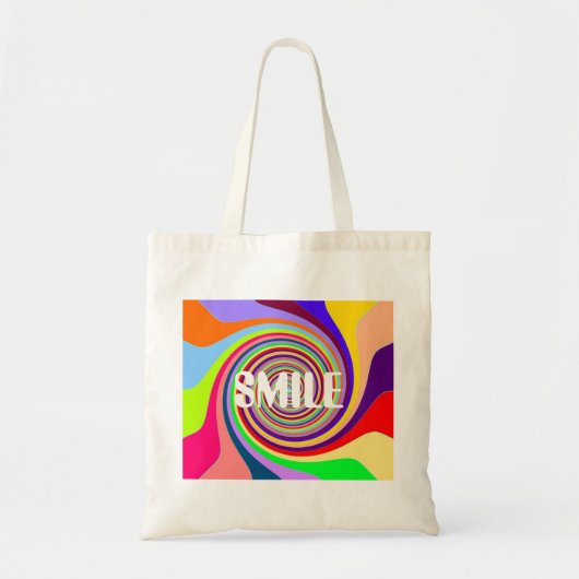 Rainbow bright "Smile" psychedelic swirl Tote Bag (Voorkant)