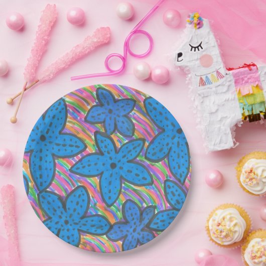 Rainbow Bright Starfish Paper Borden Papieren Bordje (Feest)