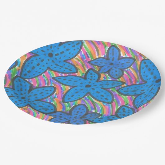 Rainbow Bright Starfish Paper Borden Papieren Bordje (Gekanteld)