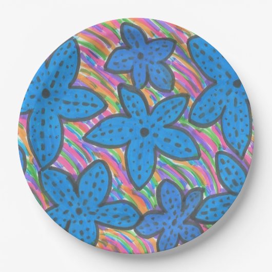 Rainbow Bright Starfish Paper Borden Papieren Bordje (Voorkant)