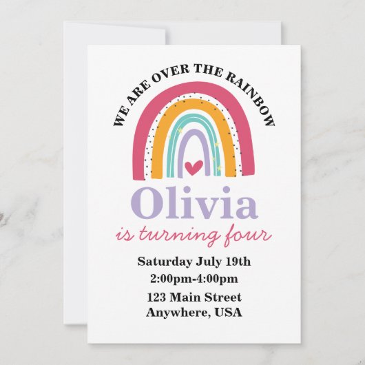Rainbow Bright uitnodiging voor verjaardagsfeestje (Voorkant)