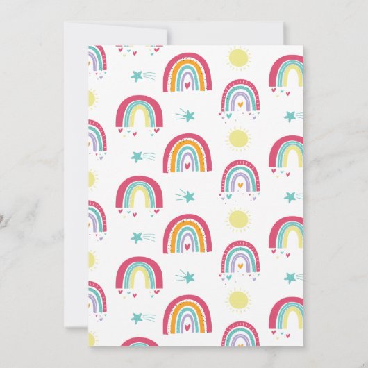 Rainbow Bright uitnodiging voor verjaardagsfeestje (Achterkant)