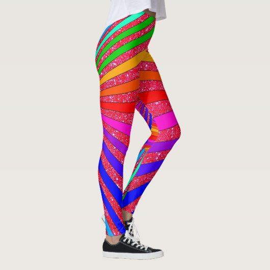 Rainbow Brights Pop Art Trendy Sparkly Fun Leggings (Rechts)